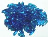 100 3x11mm Transparent Dark Aqua AB Dagger Beads